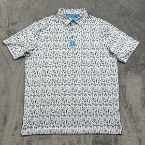 Bogey Bros Polo Shirt Men's Size Medium White Exclusively Fans Golf Stretch Logo